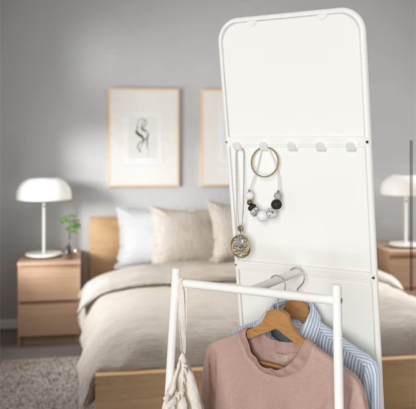 IKEA Standing Mirror with White Frame - photo 2