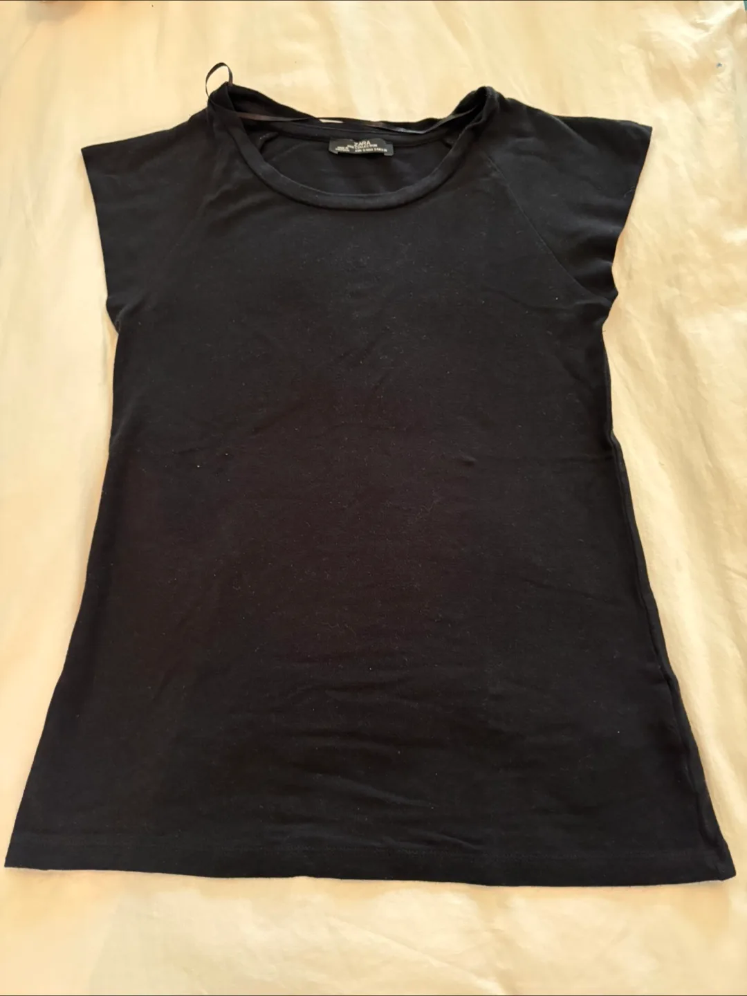 Zara W&B Collection Black Tee - Size S