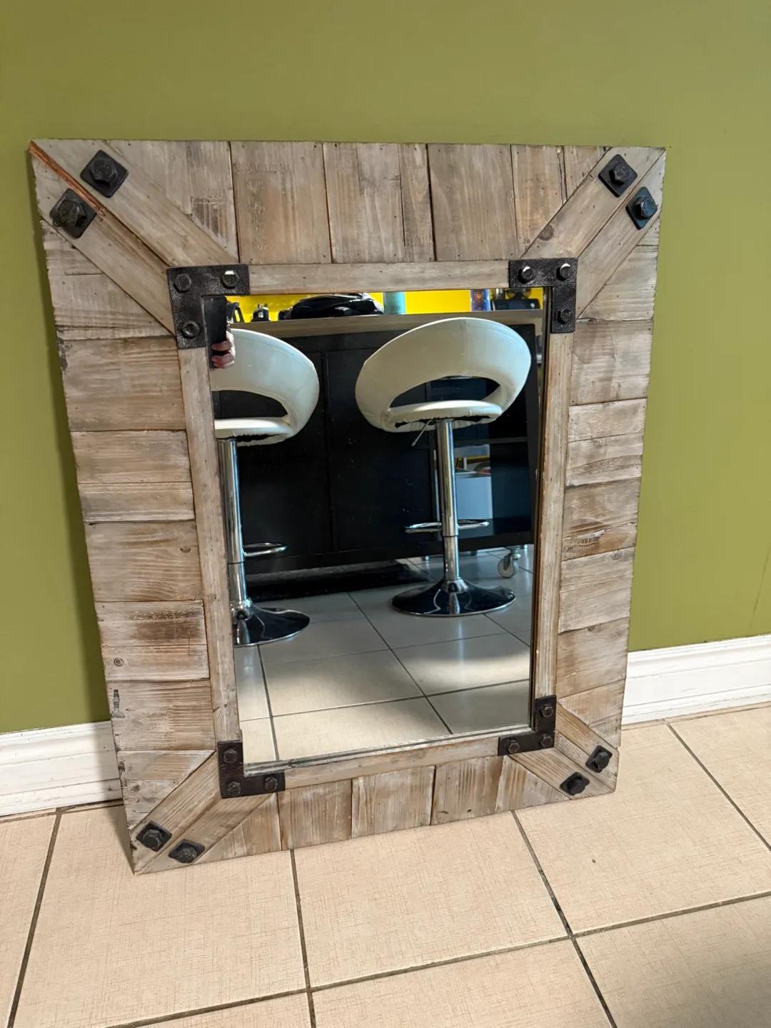 Rustic Wood Framed Mirror thumbnail