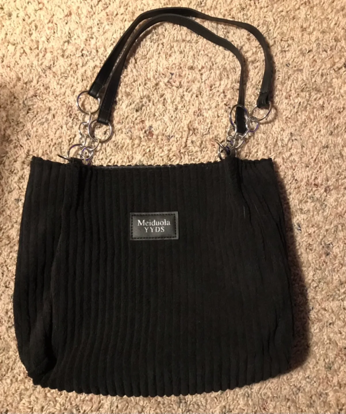 🇨🇦Meiduola YYDS Black Corduroy Shoulder Bag thumbnail