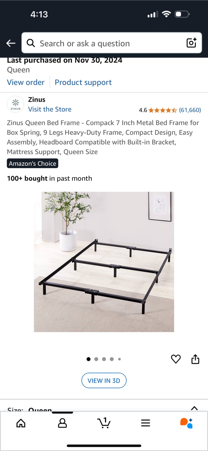 Zinus Queen 7-Inch Metal Bed Frame