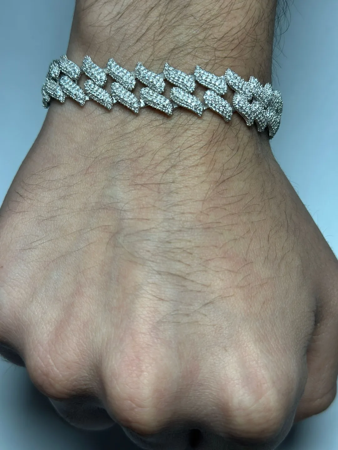 Cuban Link mossianite bracelet silver thumbnail
