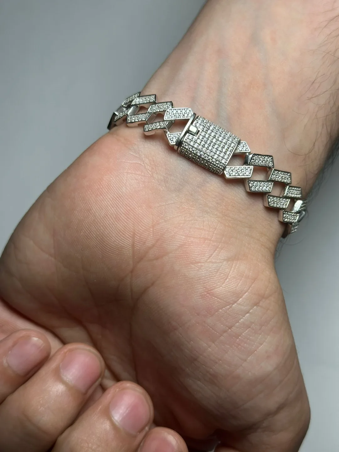 Silver Cuban Link Bracelet mossianite thumbnail