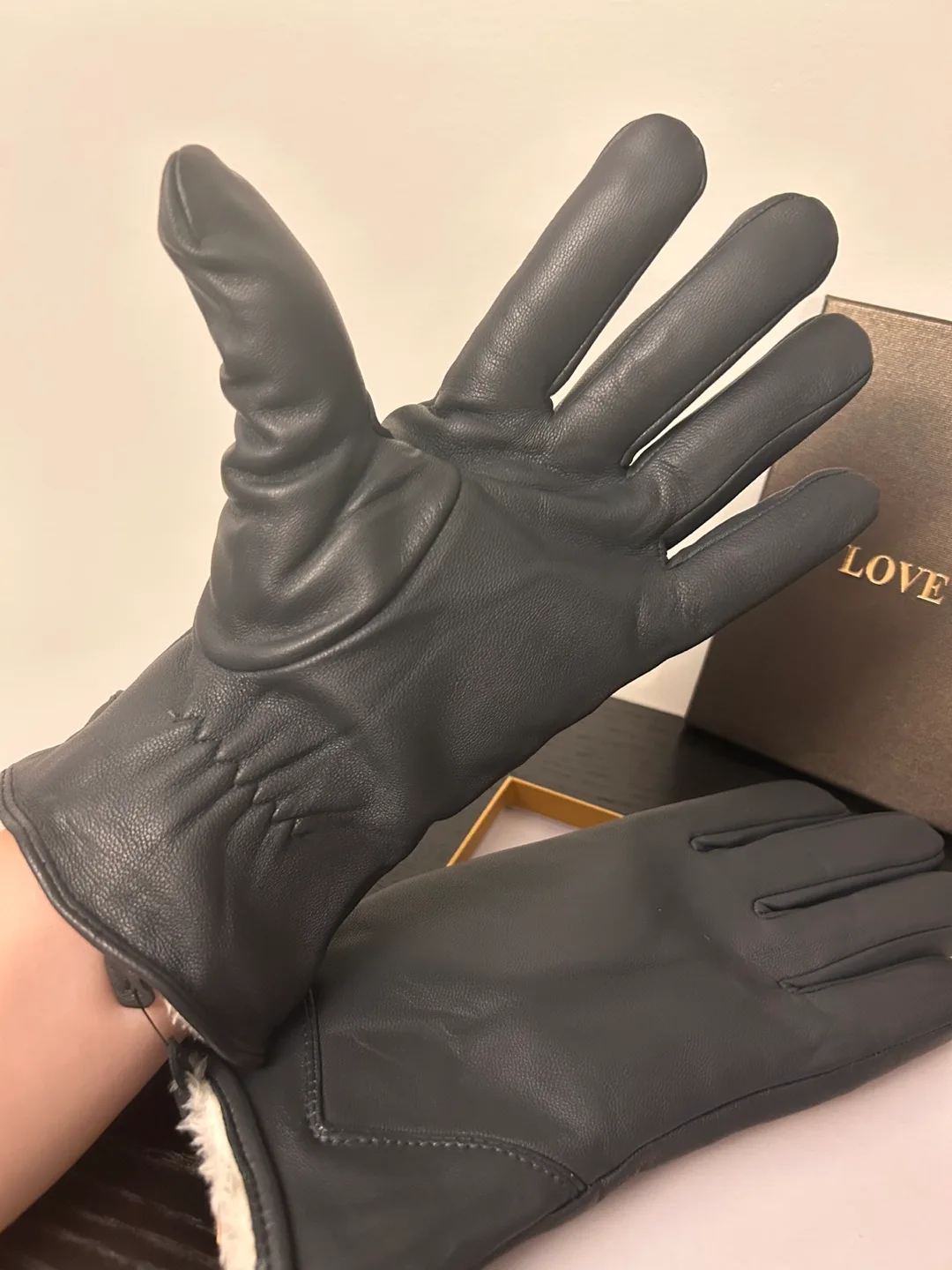 Warm Grey Lambskin Gloves (New, Size M–L) image indicator(3)