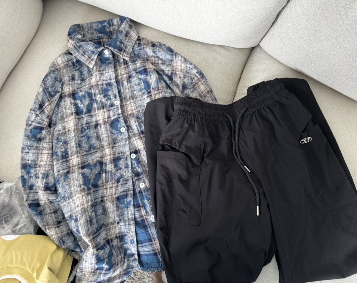 Black Pants & Plaid Button-Up Shirt