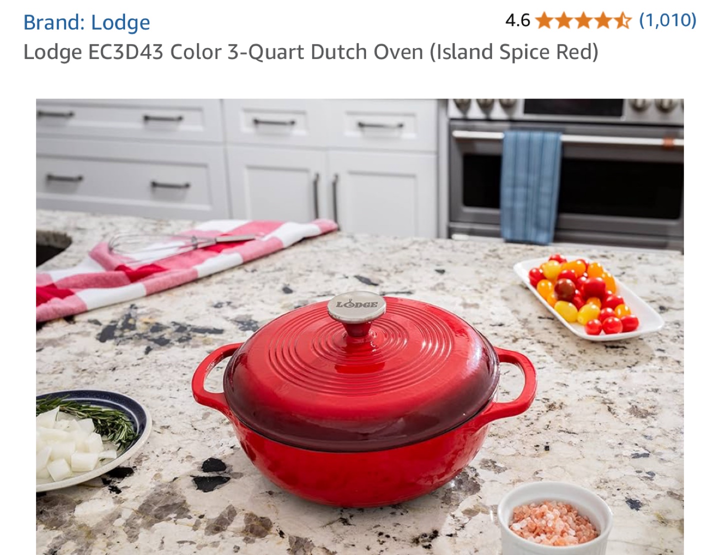 Lodge EC3D43 Island Spice Red 3-Quart Dutch Oven - photo 2