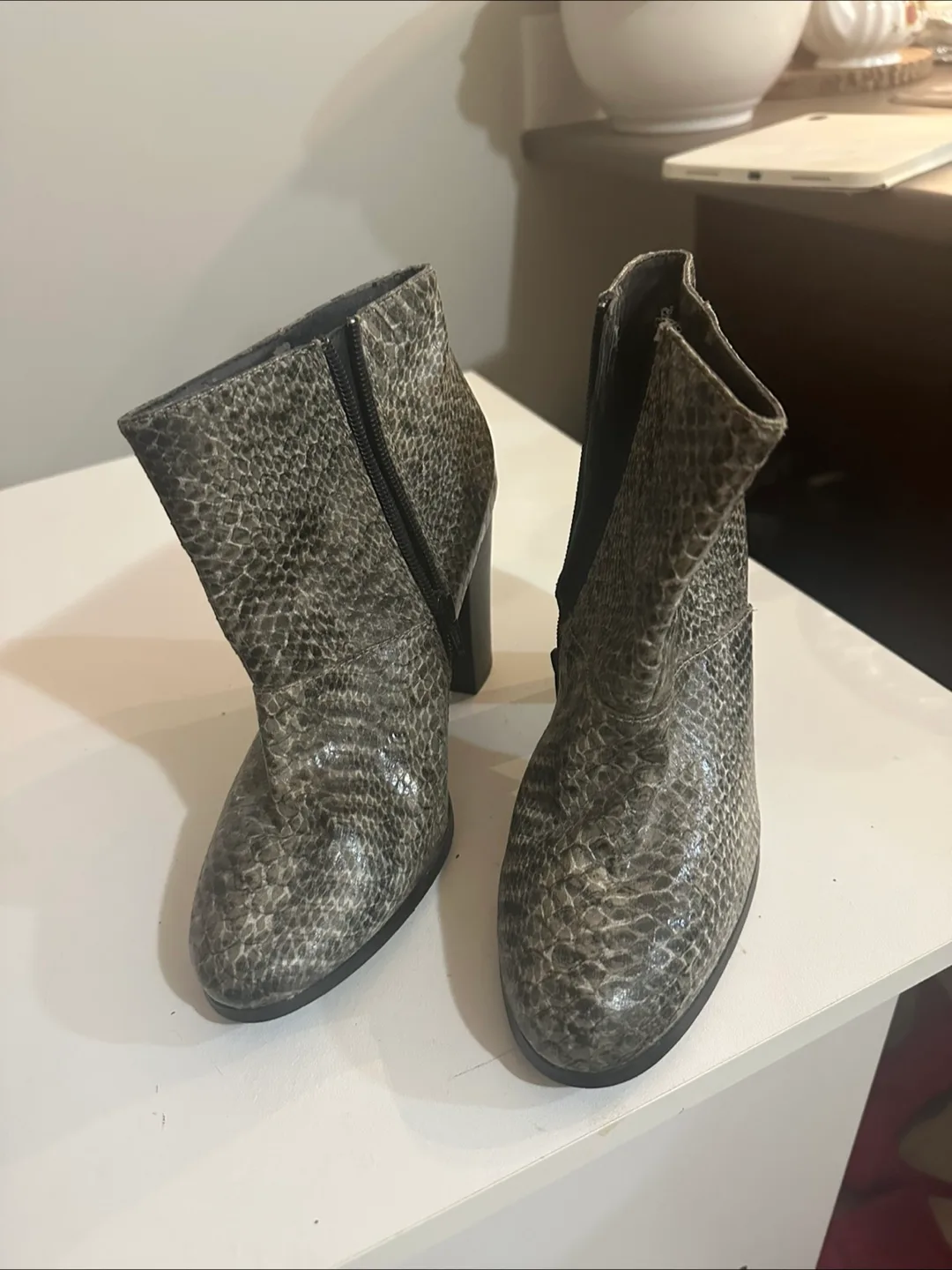 Faith Snakeskin Print Heeled Ankle Boots - Size 6 thumbnail