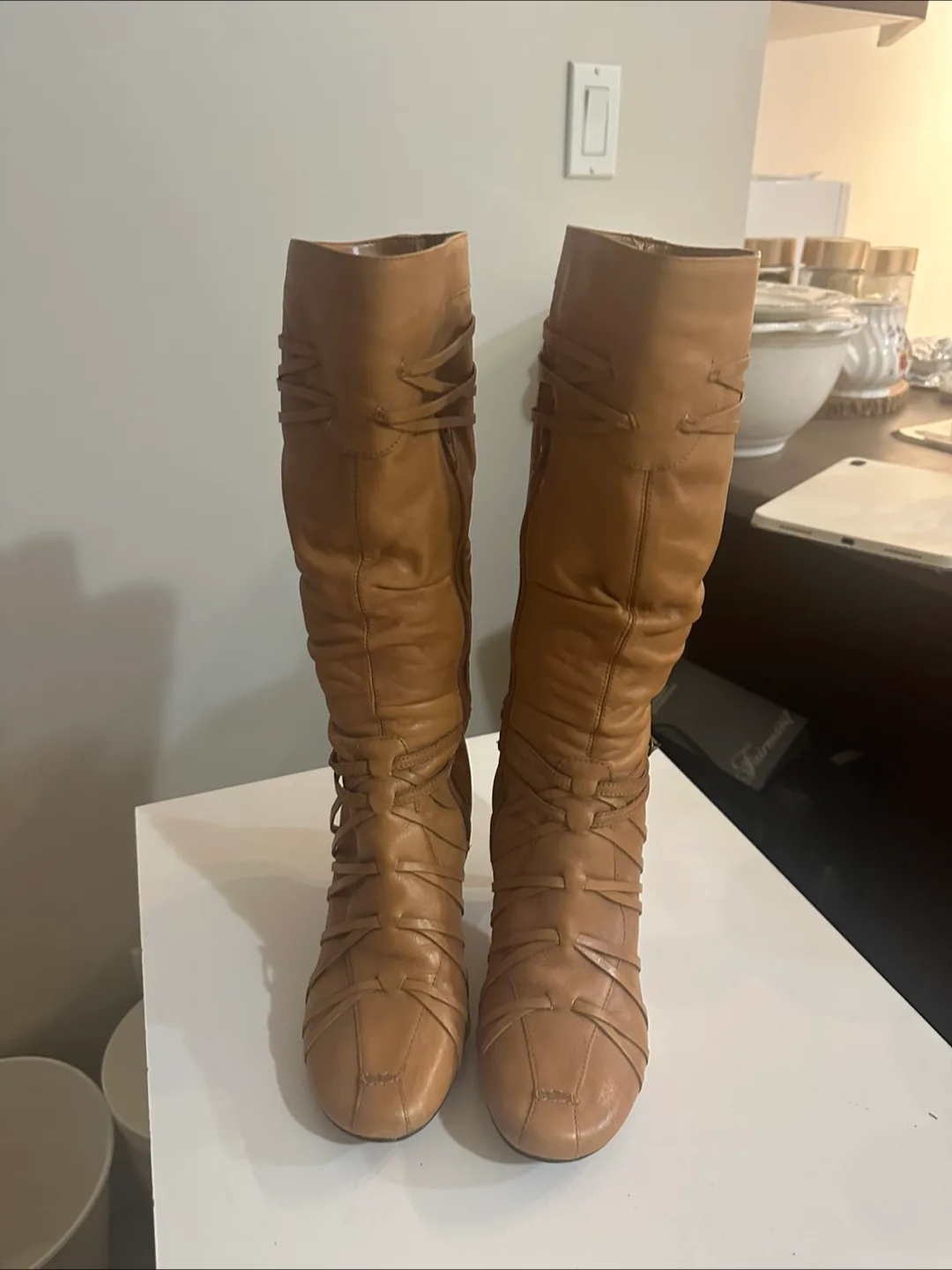 Bronx Tan Leather Heeled Boots thumbnail