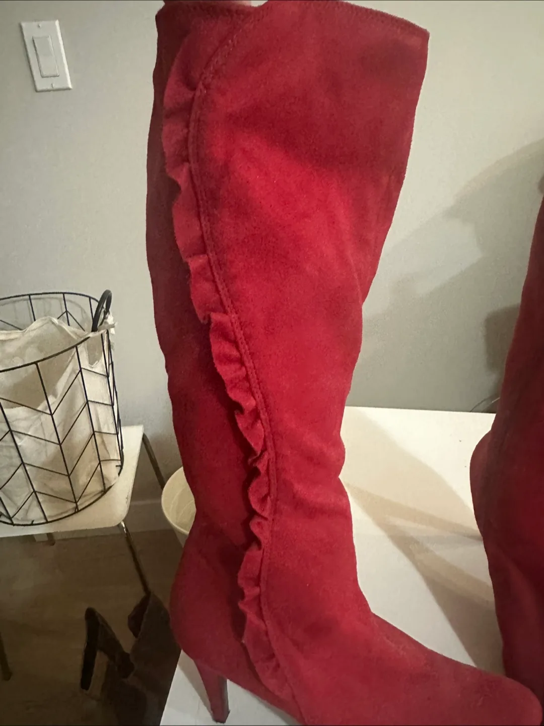 Red Knee High Boots - Size 7 thumbnail