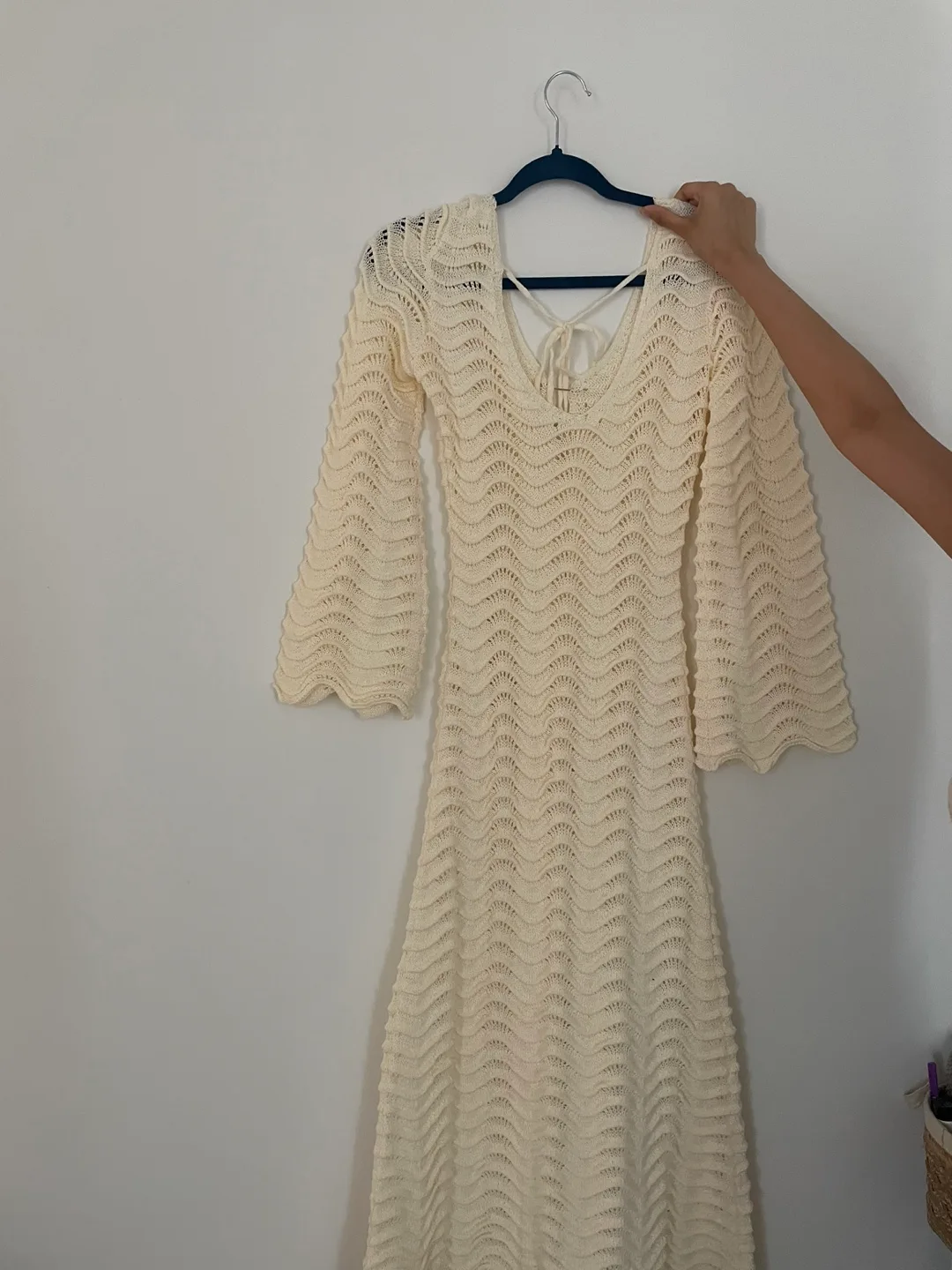 Cream Crochet Knit Dress - thrift find image indicator(3)