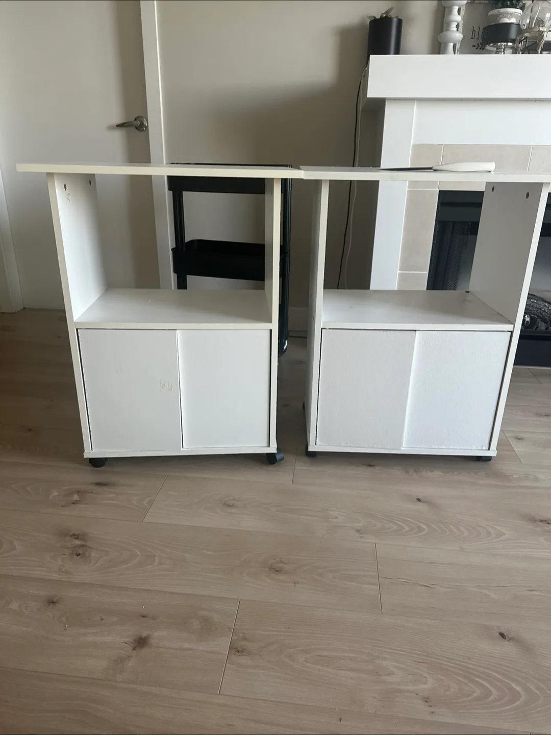 White Side Table with Cabinet thumbnail