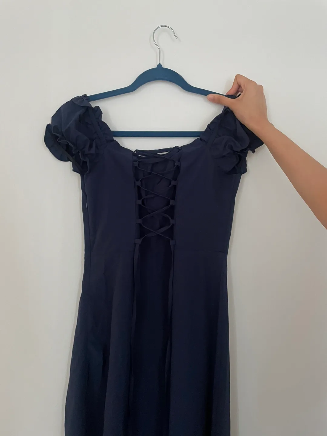 Navy Blue Off shoulder dress with sweetheart neck image indicator(3)