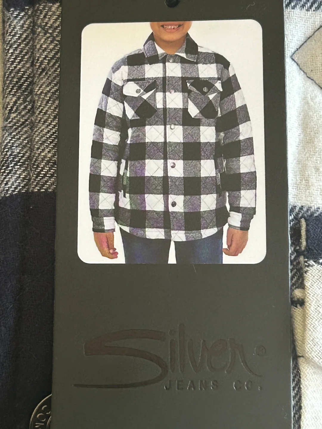 Brand New Silver Jeans Co Quilted Youth Blue Plaid Jacket thumbnail