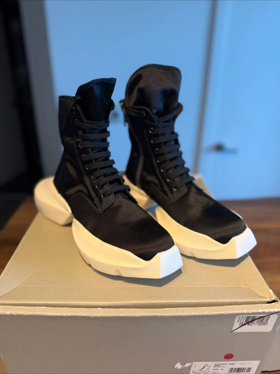 Rick Owens Army Black/Milk Boots Size 42 thumbnail