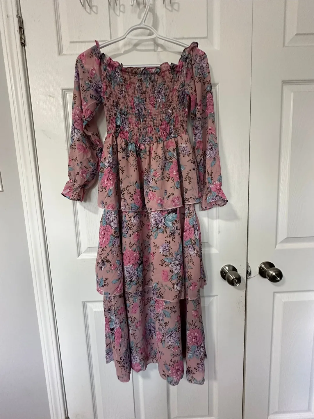 Tea Pink Floral Tiered Dress thumbnail