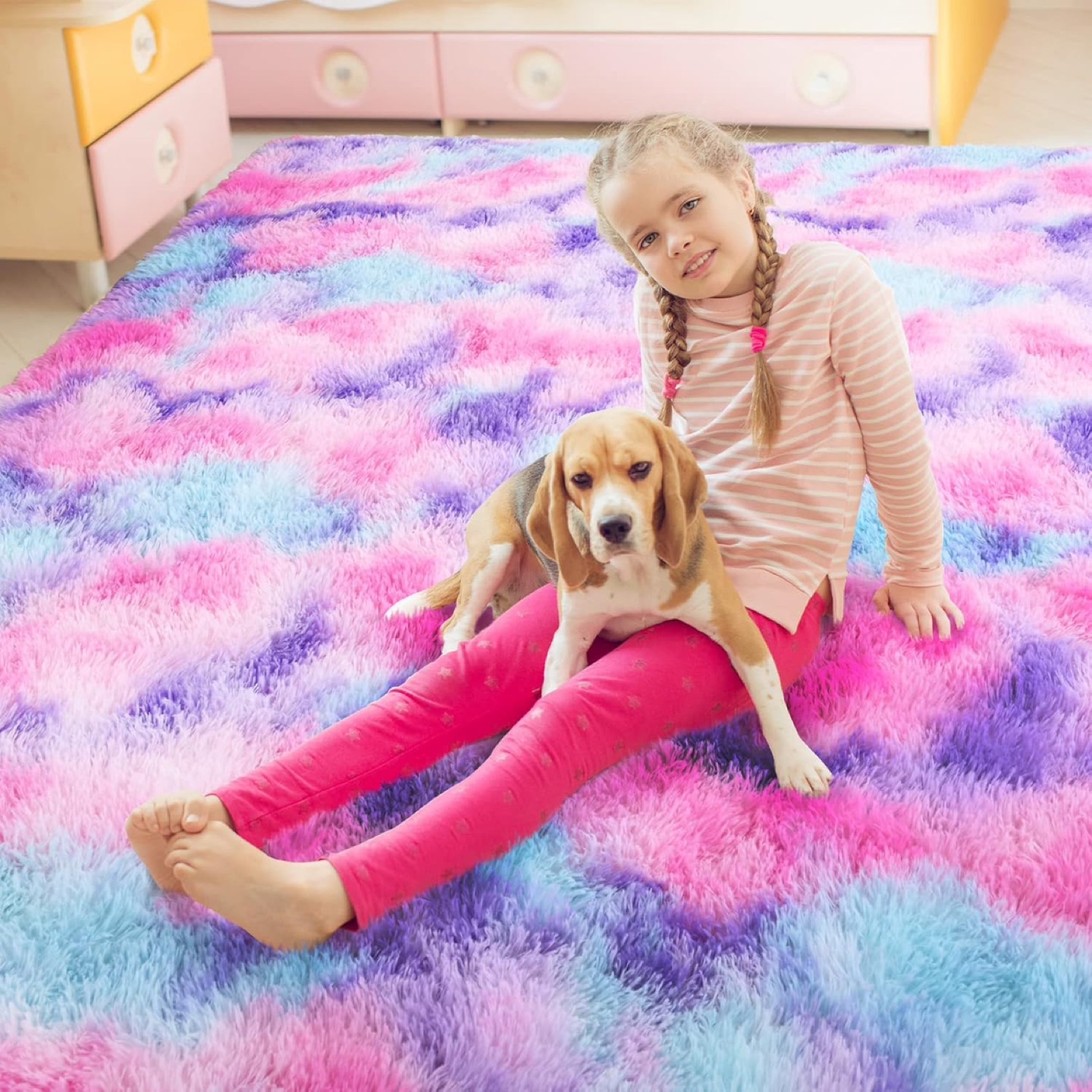 New - AROGAN Soft Rainbow Area Rugs for Girls Room 5x8 Feet