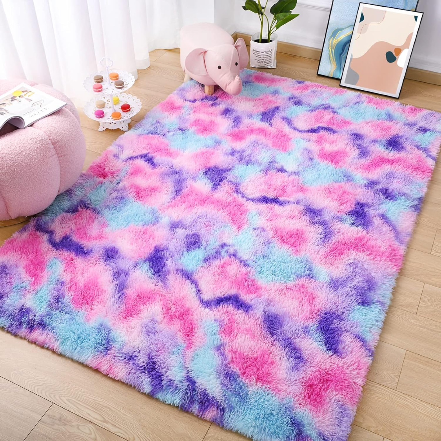 New - AROGAN Soft Rainbow Area Rugs for Girls Room 5x8 Feet - photo 3