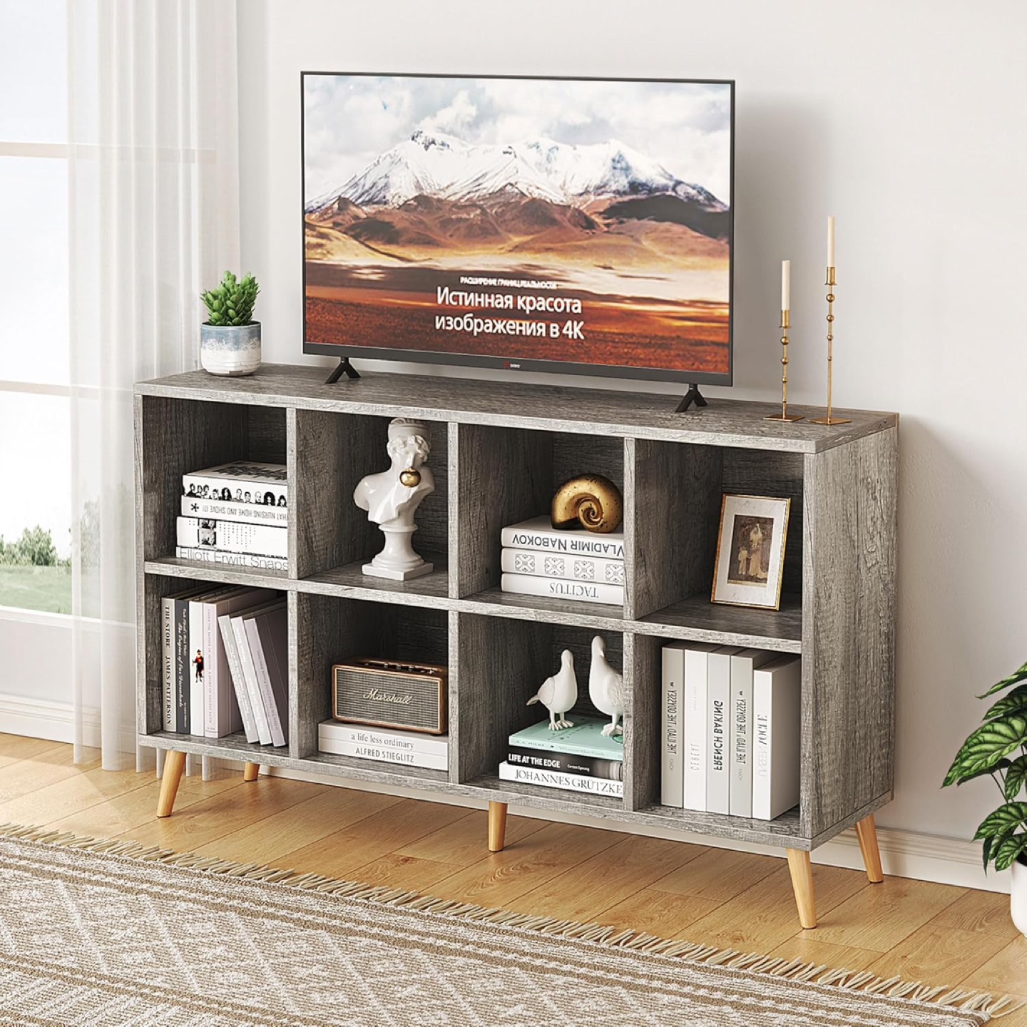 New - Flrrtenv 8-Cube Bookshelf 2 Tier Modern Bookcase with Legs - photo 5