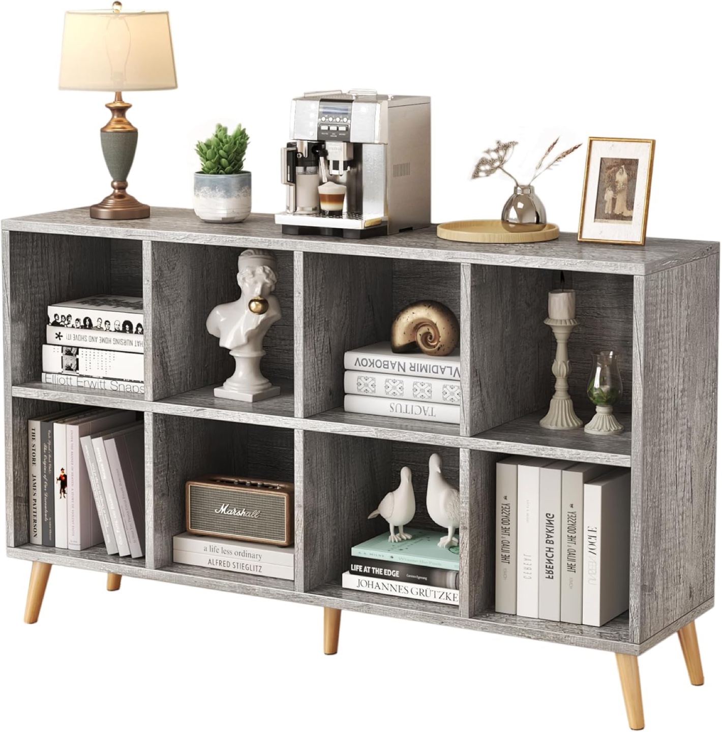 New - Flrrtenv 8-Cube Bookshelf 2 Tier Modern Bookcase with Legs - photo 2