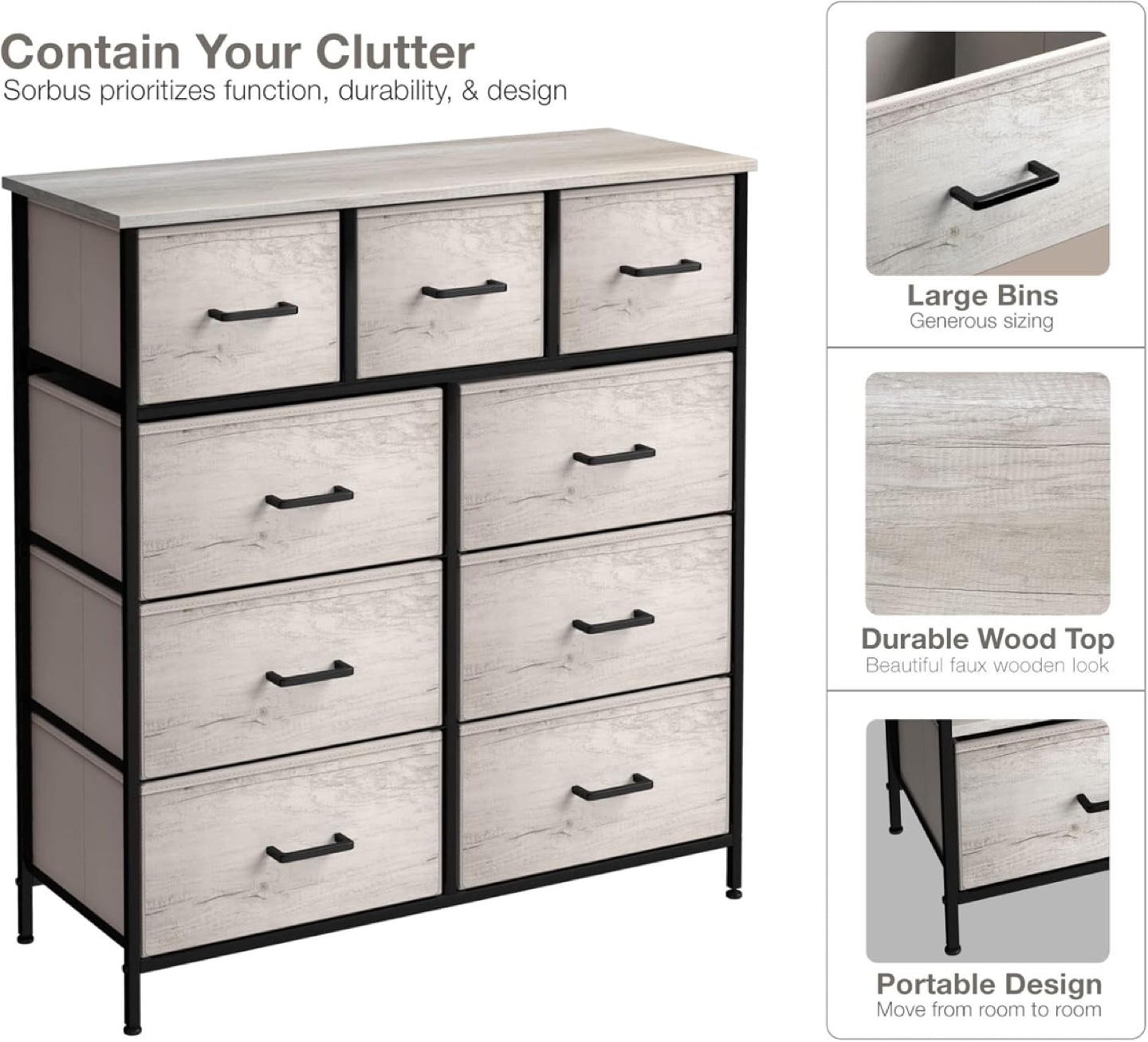 New - Sorbus Dresser with 9 Faux Wood Drawers - photo 5