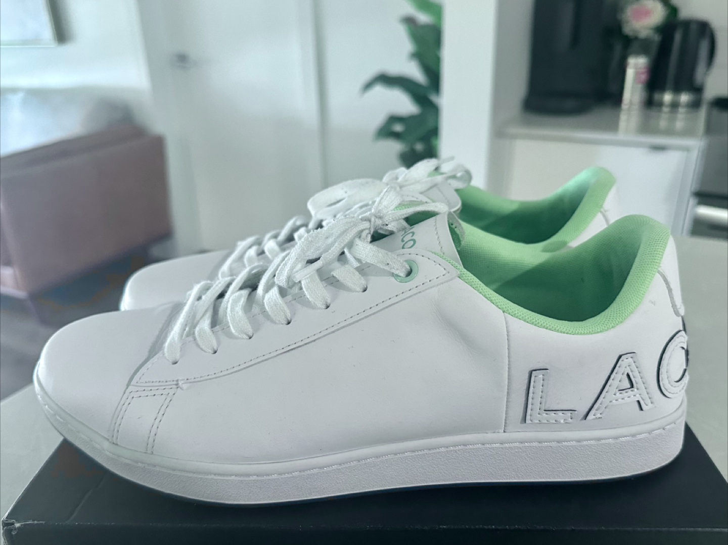 Lacoste White & Green Leather Sneakers