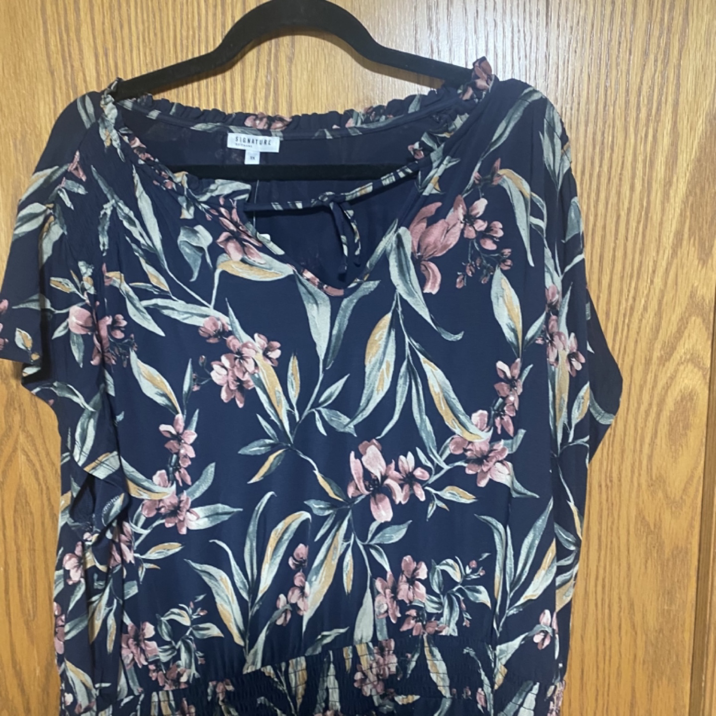 Navy blue floral empire waist dress - photo 2