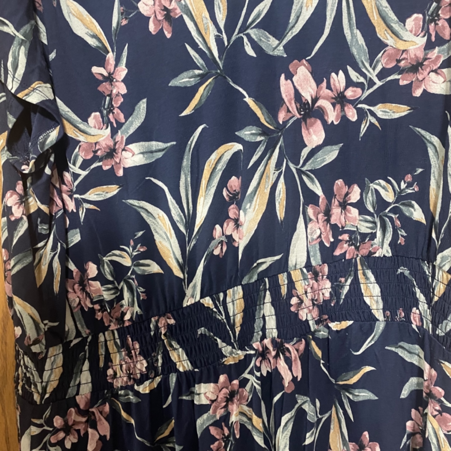Navy blue floral empire waist dress - photo 3