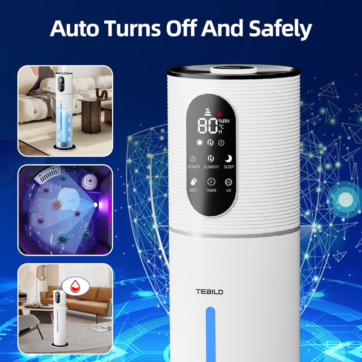 New - TEBILD Humidifiers for Bedroom Large Room, 9L/2.37Gal - photo 4