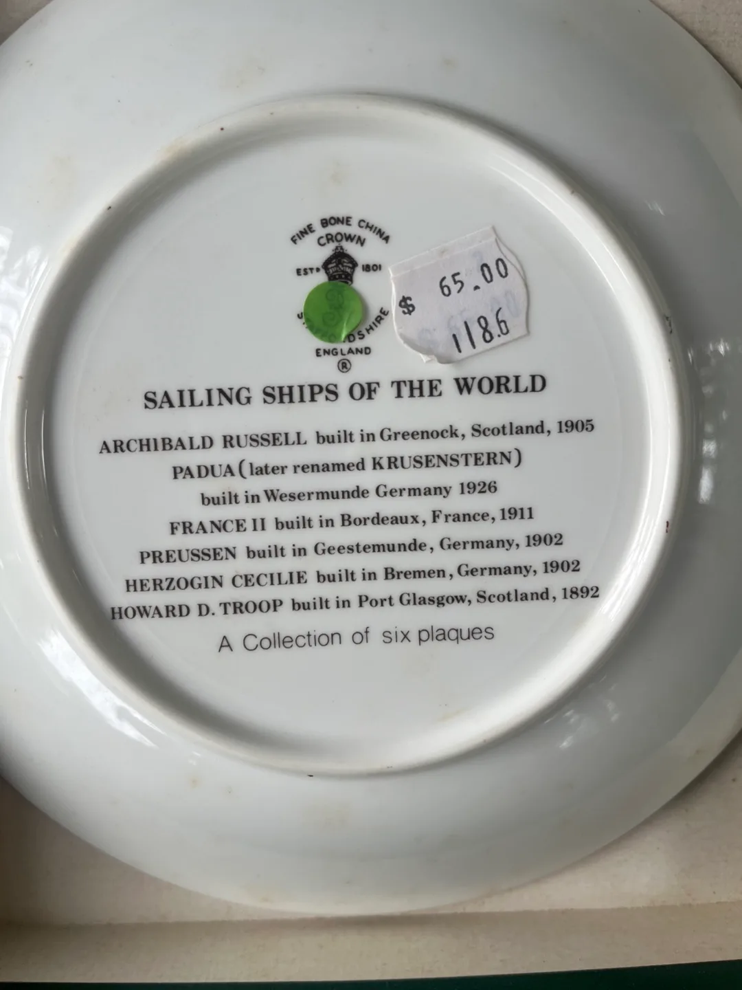 Fine Bone China Sailing Ships of the World Plate image indicator(2)