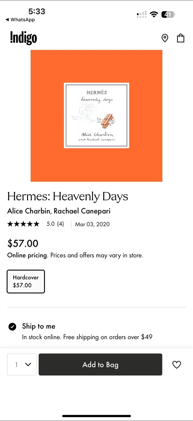 🎁 Hermes: Heavenly Days Book 🆕 (Retail value: $57.00 before tax) image indicator(3)