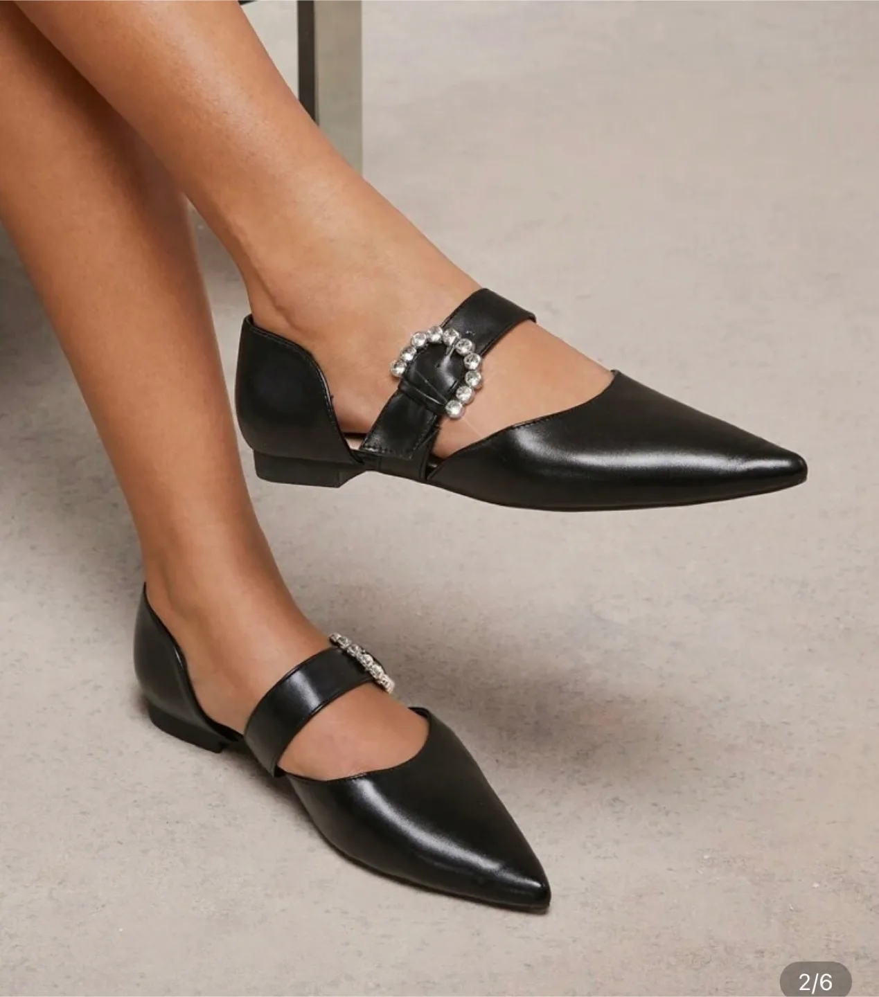 Black Pointed-Toe Flats with Crystal Buckle🇨🇦🇨🇦🇨🇦🇨🇦 image indicator(2)