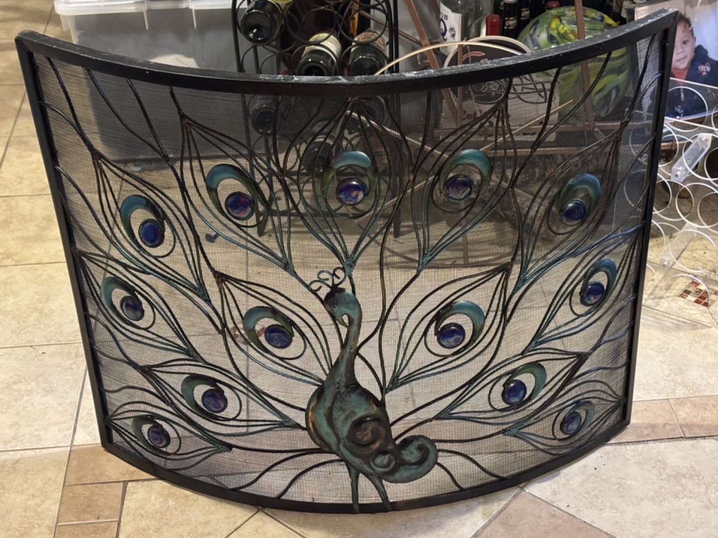 Peacock Fireplace Screen