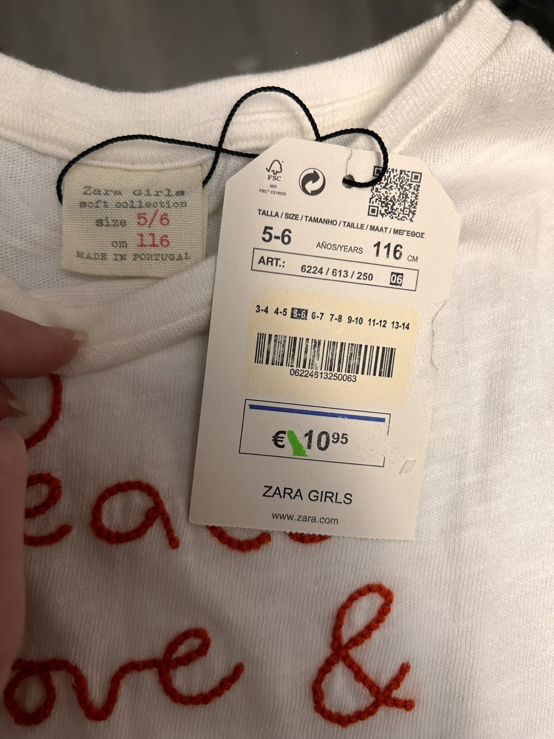 ZARA Girls Ivory T-Shirt, Size 116, Embroidered & Lace Trim - photo 5