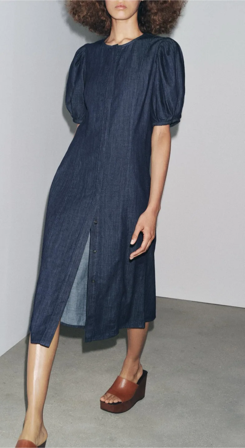Zara Denim Midi Dress - size XXL(XL) thumbnail