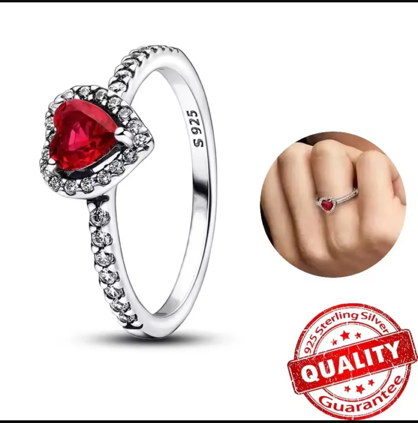 Pandora Red Heart Ring - Size 7 thumbnail