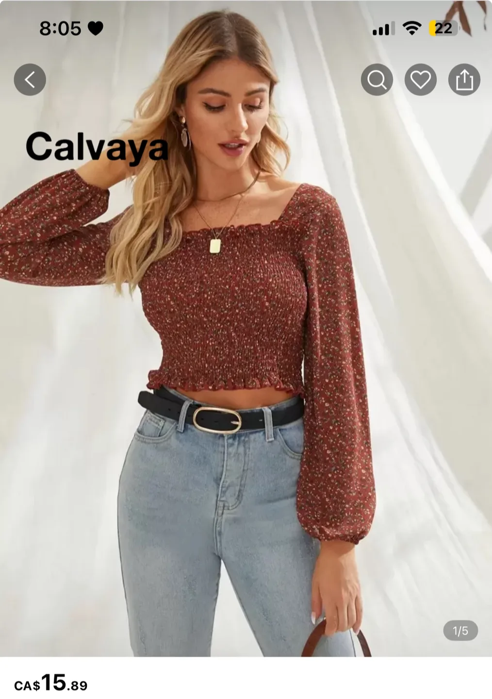 Calvaya Floral Long Sleeve Top thumbnail