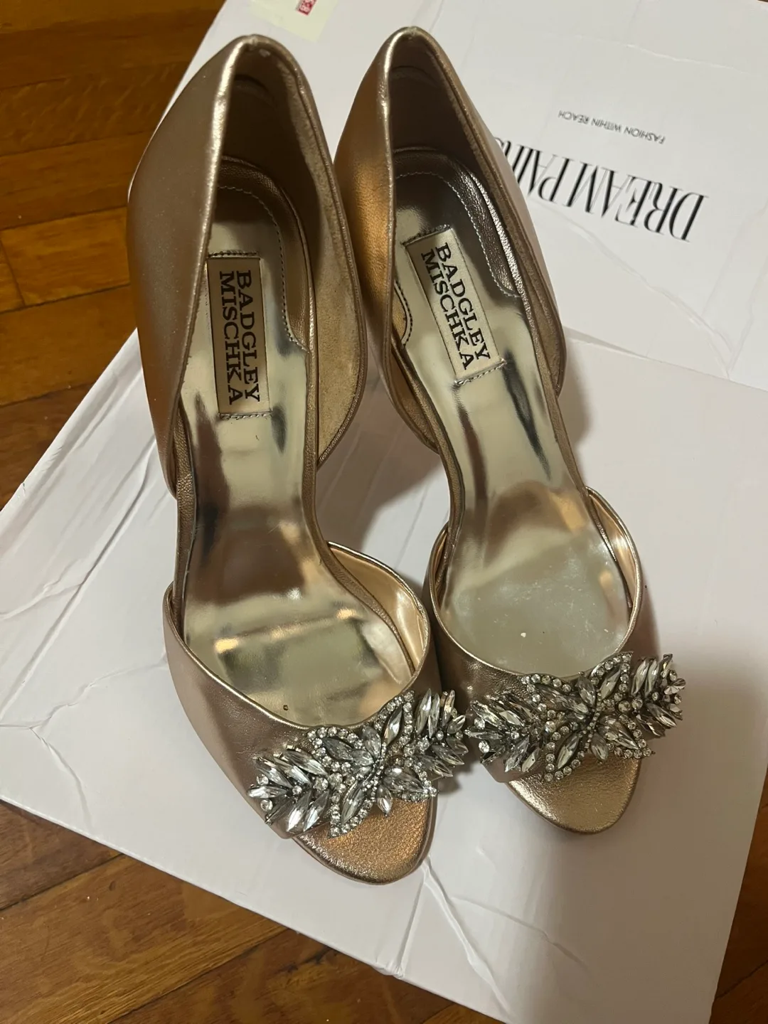 Badgley Mischka Gold Heels thumbnail
