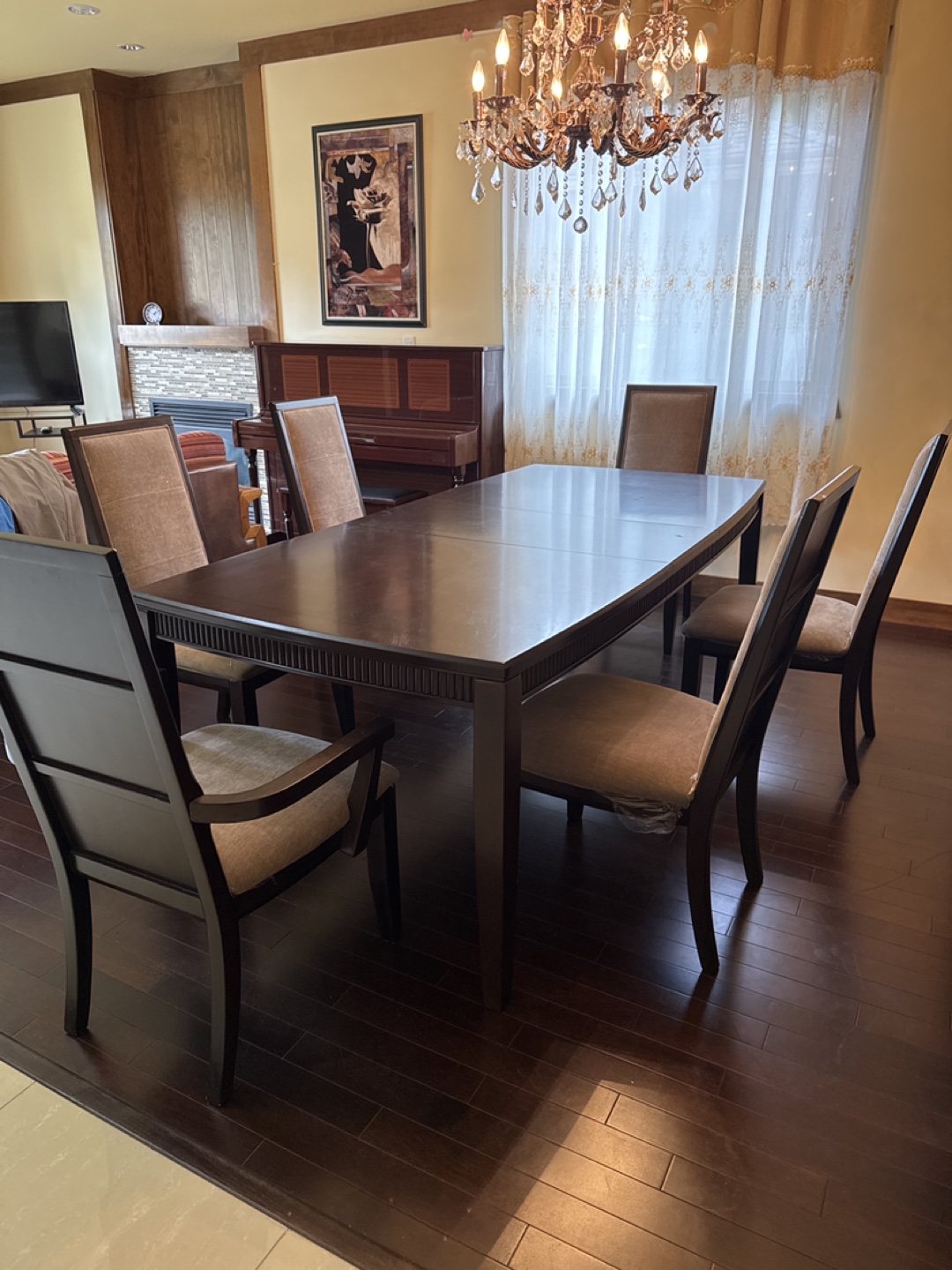 Dining Table with 6 Chairs - Brown
