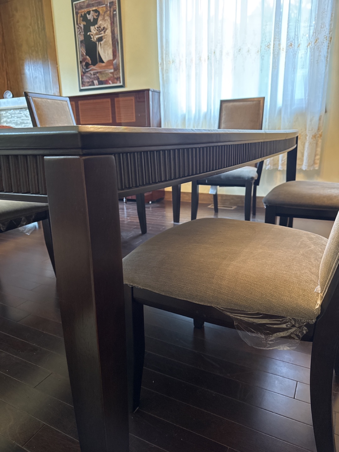 Dining Table with 6 Chairs - Brown - photo 2