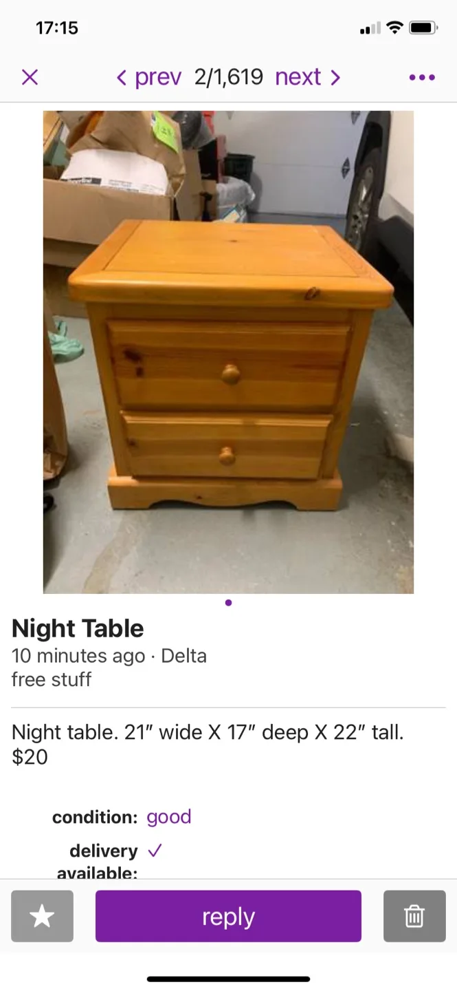 Wood Night Table - 21"x17"x22" thumbnail