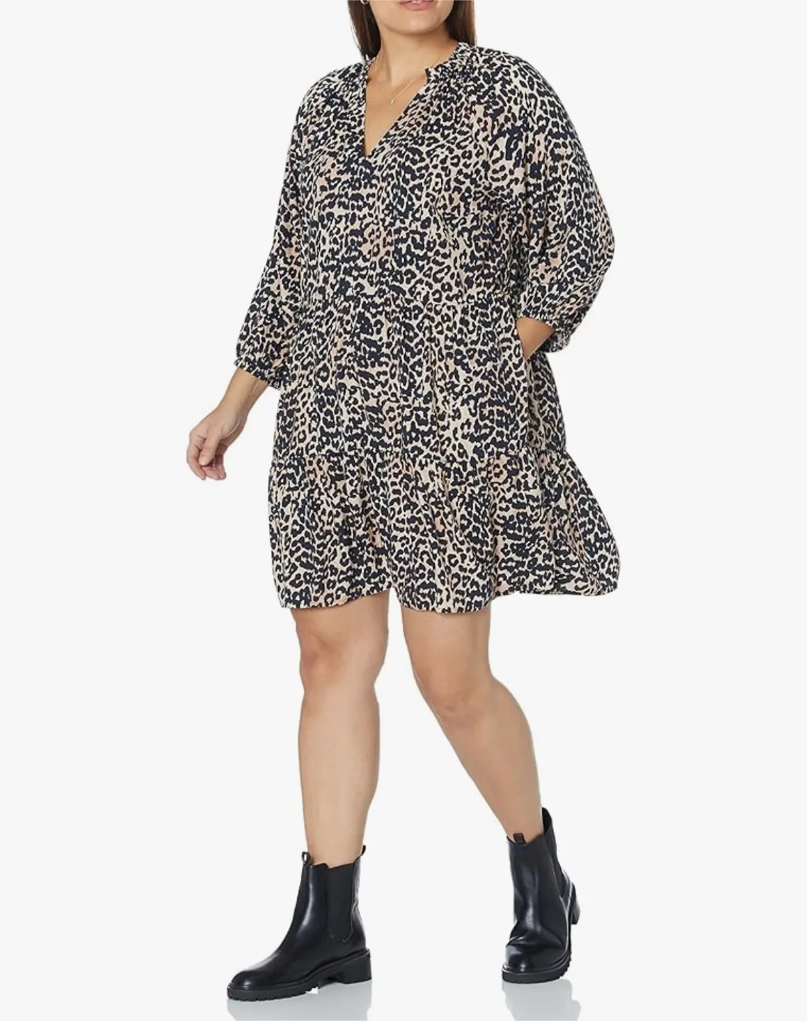 NEW! The Drop @Caralynmirand Ruffle-Neck Tiered Mini Dress thumbnail