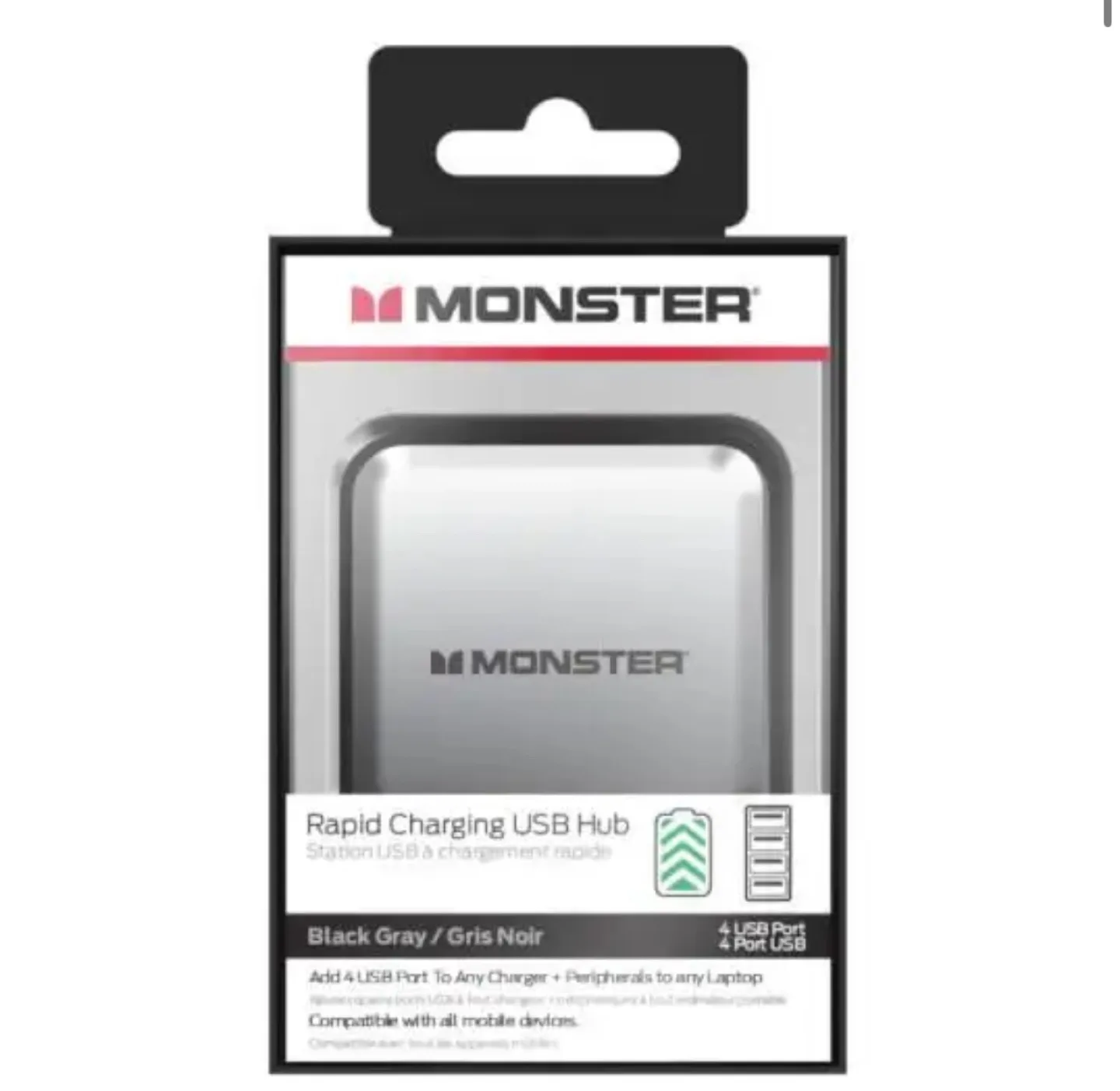 Monster Rapid Charging USB Hub - Black/Gray thumbnail
