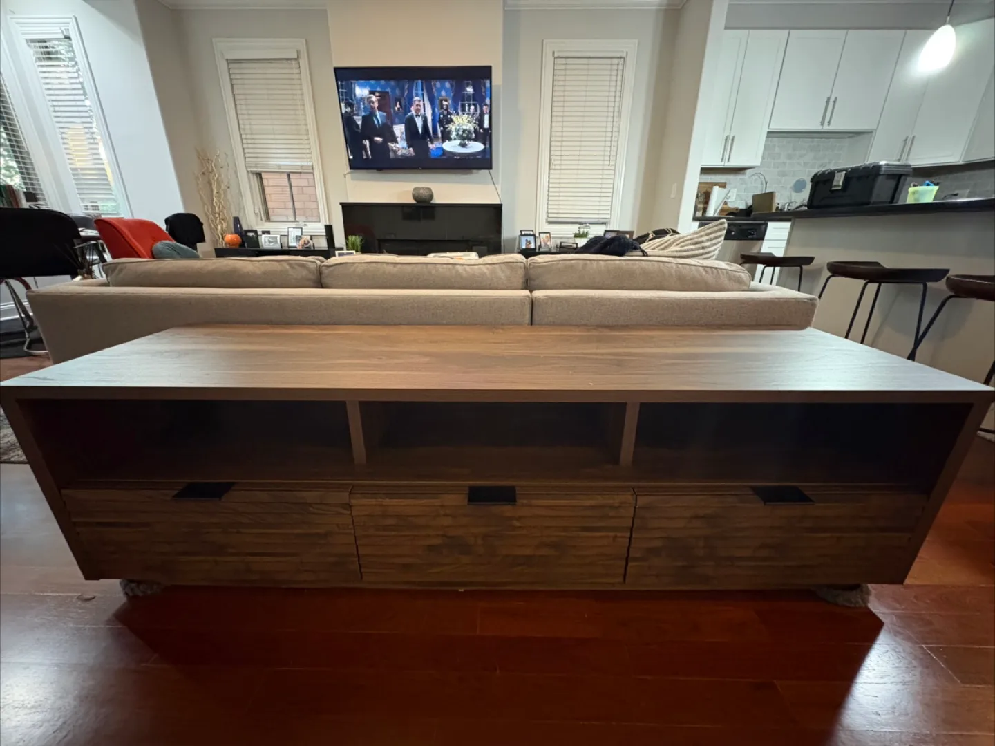 Sauder Harvey Park Media Console - Grand Walnut Finish thumbnail