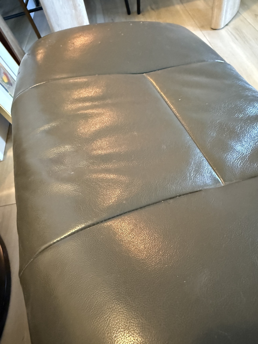 Leather Recliner Chair with Ottoman - Grey