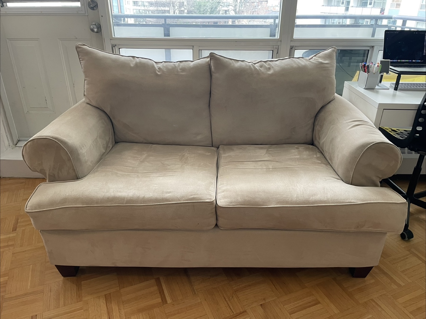Loveseat Sofa - Beige Fabric