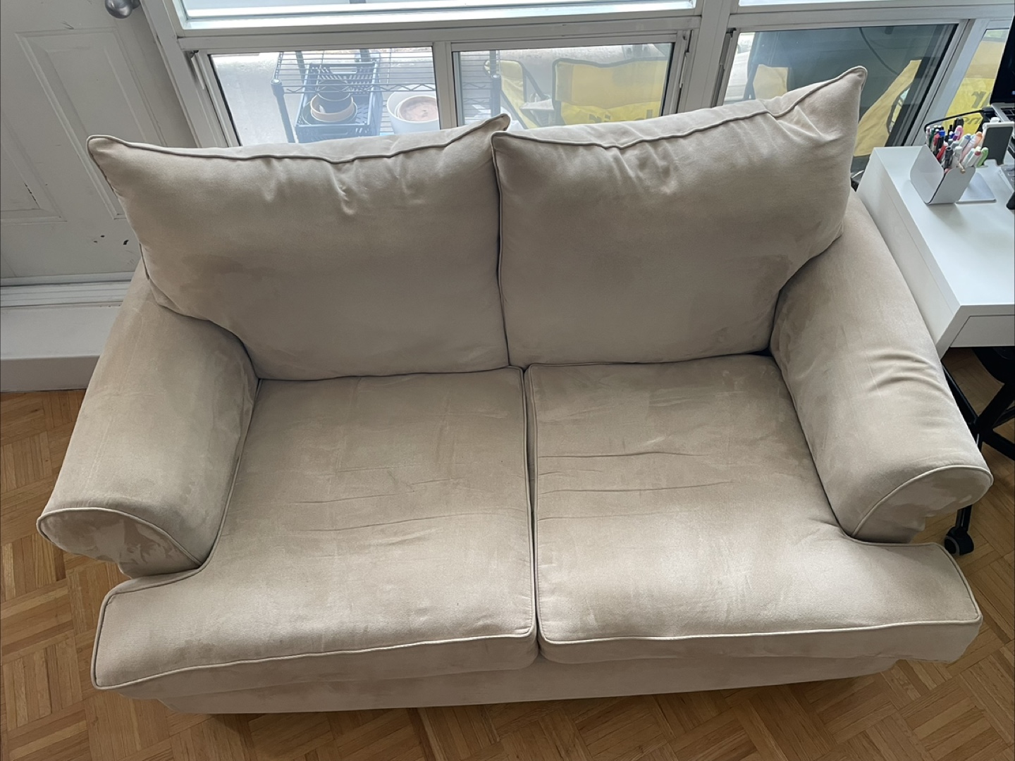 Loveseat Sofa - Beige Fabric - photo 5