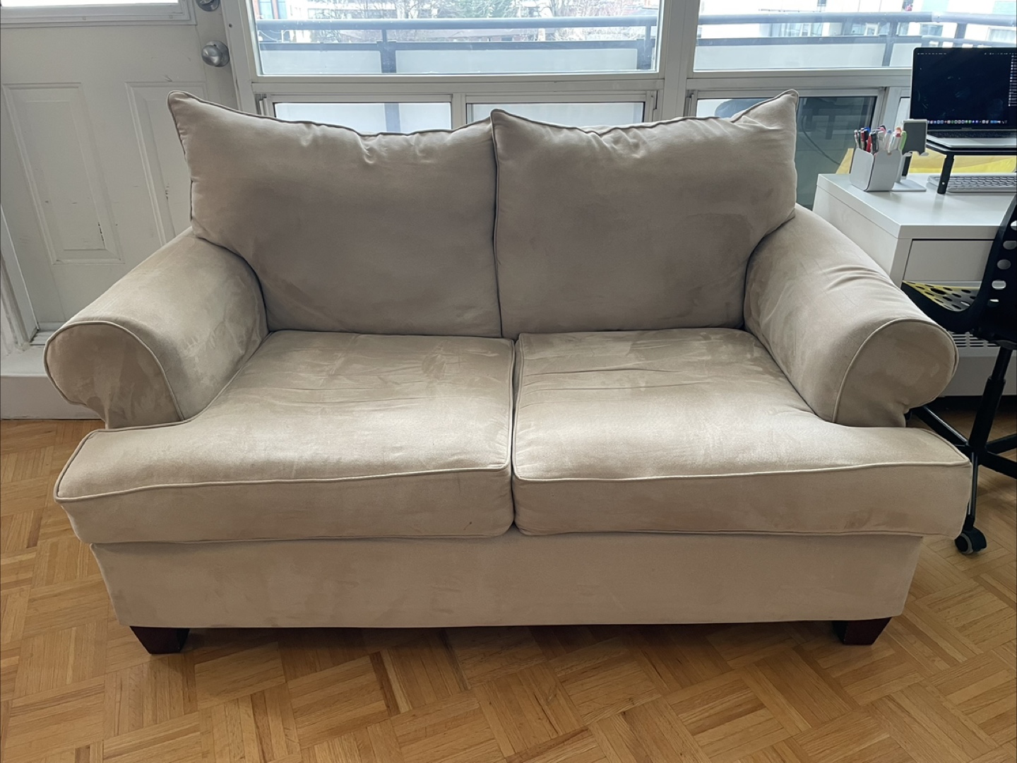 Loveseat Sofa - Beige Fabric - photo 2