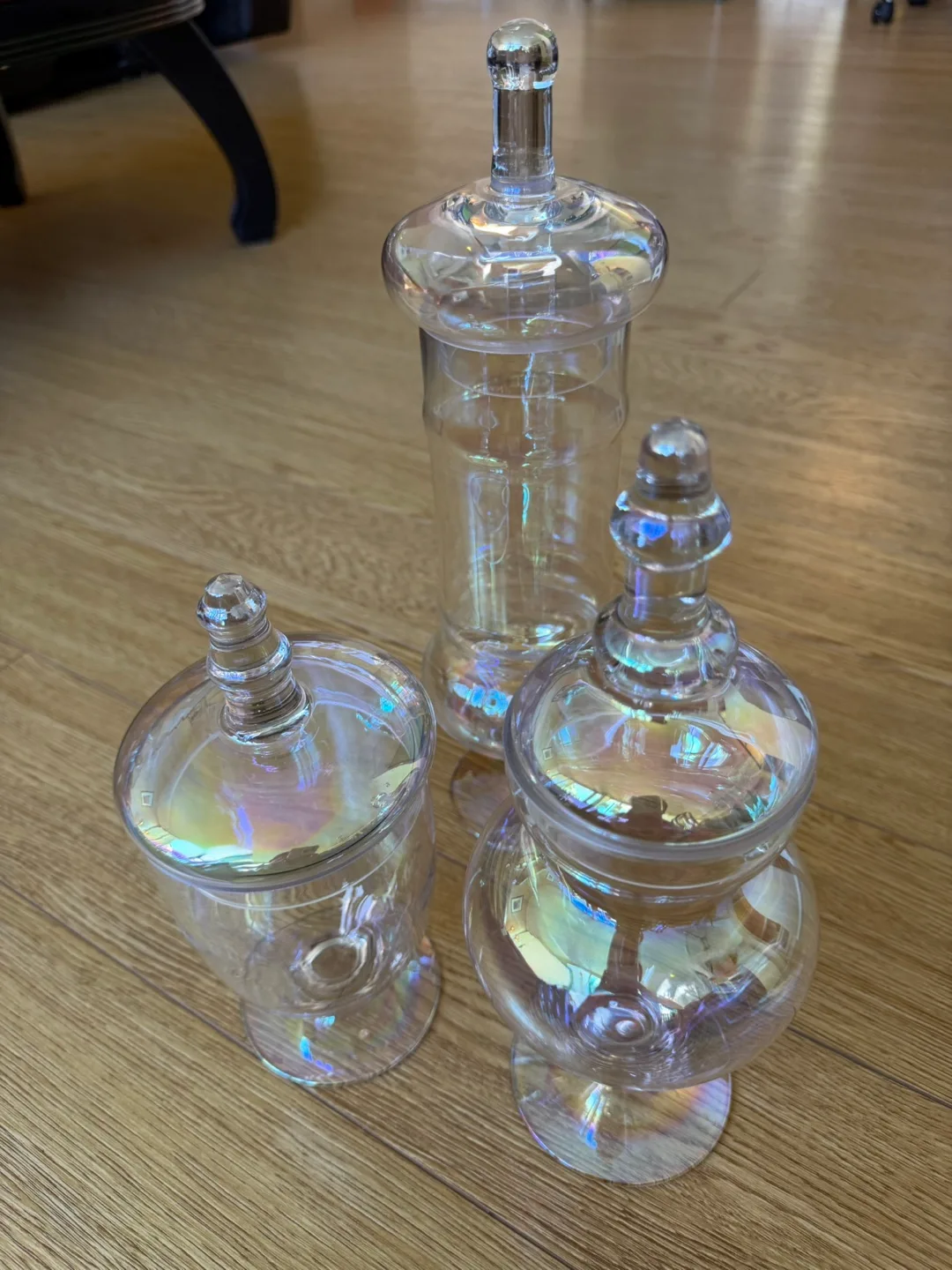 Diamond Star Set of 3 Clear mercury Glass Apothecary Jars 🇨🇦 thumbnail