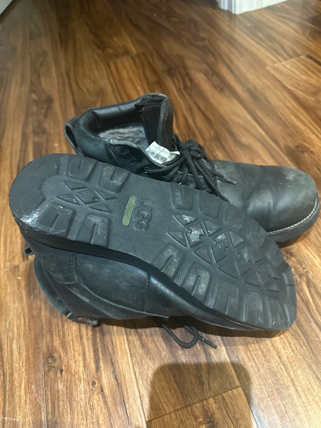 UGG Black Leather Boots, Size 9 thumbnail