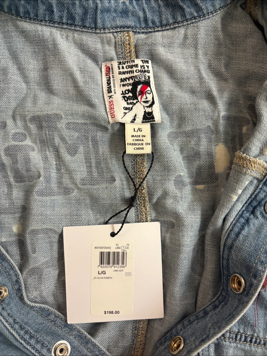 Guess Denim Graffiti Romper Large image indicator(3)